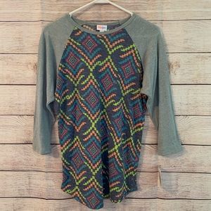 NWT LuLaRoe Randy Tee Shirt Grey Sleeves